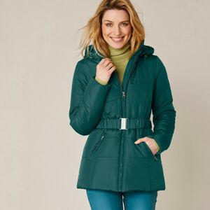 Blancheporte Prešívaná bunda na zips s opaskom, krátka zelená jedľová 52