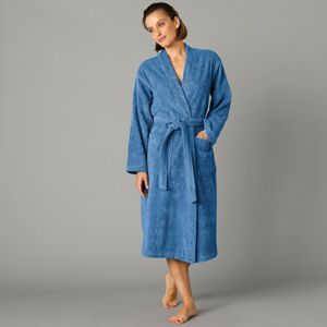 Blancheporte Jednofarebný župan s kimono golierom, pre dospelých modrá džínsová 34/36