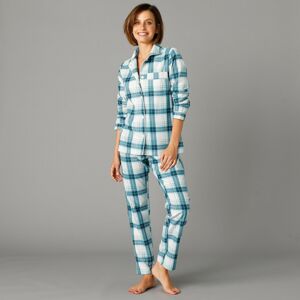 Blancheporte Flanelové pyžamo, kockované zelená jedľová 38/40