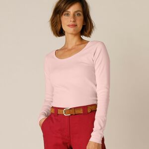 Blancheporte Jednofarebné tričko s dlhými rukávmi, bio bavlna ružová pudrová 38/40