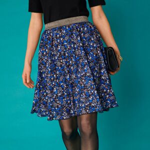 Blancheporte Krátka rozšírená sukňa s potlačou kvetín modrá 42/44