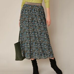 Blancheporte Dlhá rozšírená sukňa s potlačou kvetín khaki 34/36