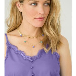 Blancheporte Viacradový náhrdelník zlatej farby lila/zelená