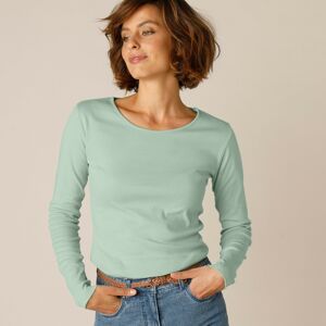 Blancheporte Jednofarebné tričko s dlhými rukávmi, bio bavlna sivozelená 34/36