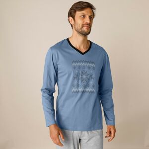Blancheporte Pyžamové tričko s potlačou a dlhými rukávmi modrá 87/96 (M)