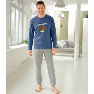 Blancheporte Pyžamo s nohavicami a dlhými rukávmi, s potlačou "Hibernation" modrá 117/126 (XXL)