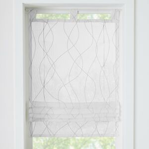 Blancheporte Vyhrnovacia záclonka s motívom vlniek, polyester biela/sivá 60x120cm