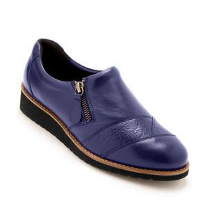 Blancheporte Kožené pohodlné topánky na klinovej podrážke, modré modrá 39