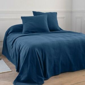 Blancheporte Jednofarebný tkaný prehoz na posteľ, bavlna modrá prehoz 220x250cm