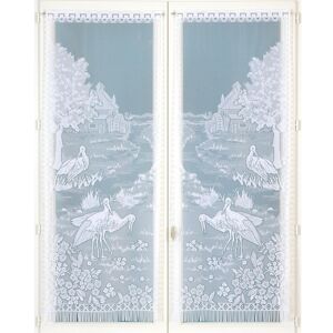 Blancheporte Dvojdielna vitrážová záclona s motívom labutí biela 60x160cm