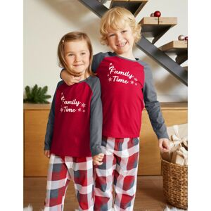 Blancheporte Detské pyžamo s vianočným motívom a dlhými rukávmi sivá/červená 8 rokov