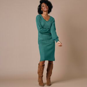 Blancheporte Jednofarebná pletená sukňa, kašmírová na dotyk smaragová 46/48