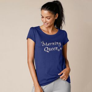 Blancheporte Pyžamové tričko s potlačou Morning Queen, krátke rukávy námornická modrá 38/40