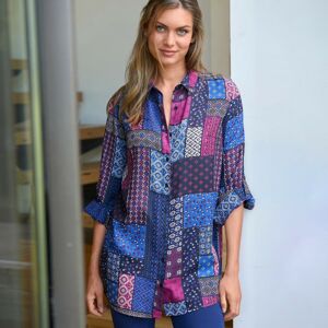 Blancheporte Košeľa s patchworkovým vzorom indigo/purpurová 40