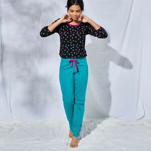 Blancheporte Pyžamové nohavice s potlačou "Enjoy" smaragdová 50