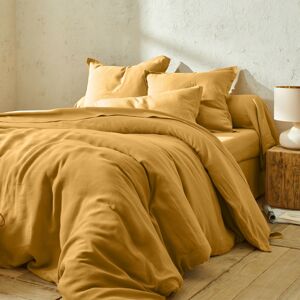 Blancheporte Jednofarebná posteľná bielizeň, zn. Colombine, zapratý ľan medová obliečka na prikrývku140x200cm