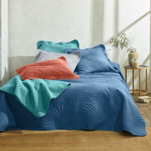 Blancheporte Prešívaná prikrývka na posteľ s optickým efektom "listov" modrosivá obliečka na vankúš 65x65cm