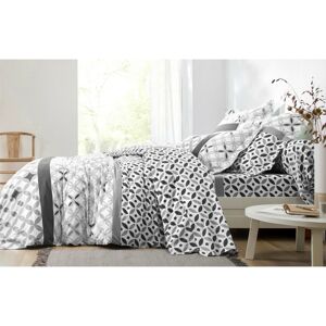 Blancheporte Bavlnená posteľná bielizeň Marlow s geometrickým vzorom, zn. Colombine, bavlna sivá/čierna napínacia plachta 90x190cm