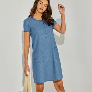 Blancheporte Džínsové rovné šaty,  eco-friendly zapratá modrá 50