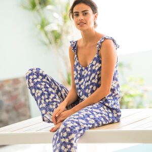 Blancheporte Pyžamo s nohavicami, potlač kvetín modrá 42