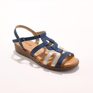 Blancheporte Kožené sandále na kline, z 2 materiálov modrá 38
