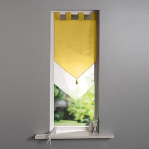 Blancheporte Dvojfarebná vitrážová záclonka do špičky zakončená pútkami žltá/biela 60x160 cm