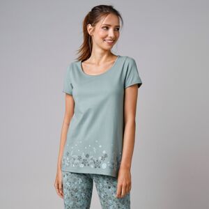 Blancheporte Pyžamové tričko s krátkymi rukávmi a potlačou na spodnom leme khaki 46/48