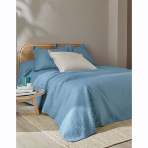 Blancheporte Prešívaná prikrývka na posteľ s geometrickým vzorom, mikrovlákno modrosivá obliečka na vankúš 65x65cm