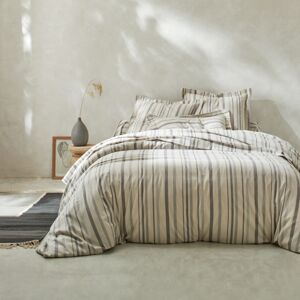 Blancheporte Flanelová pruhovaná posteľná bielizeň s farbenými vláknami sivá obliečka na prikrývku240x220cm
