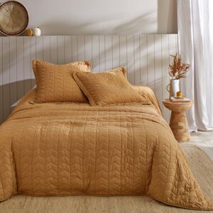 Blancheporte Jednofarebná prešívaná prikrývka na posteľ s geometrickým dizajnom medová prehoz 220x240cm