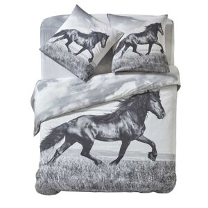 Blancheporte Posteľná bielizeň Prince s fotopotlačou koňa, bavlna sivá obliečka na prikrývku240x220cm