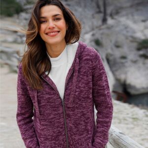 Blancheporte Striekaný sveter na zips, so syntetickou kožušinou purpurový melír 56