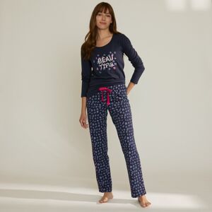 Blancheporte Pyžamové nohavice s potlačou "Beautiful" nám.modrá 50