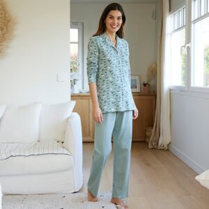 Blancheporte Pyžamo s potlačou "pierok", kostýmkovým golierom a dlhými rukávmi svetlozelená 52