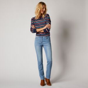 Blancheporte Rovné džínsy s výšivkami "srdiečok" zapratá modrá 52