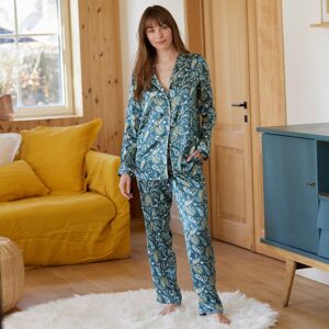Blancheporte Saténové pyžamo s kašmírovým vzorom zelená/medová 48