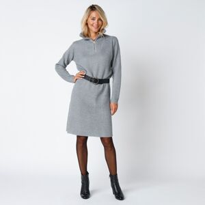 Blancheporte Pulóvrové šaty so stojačikom na zips, mohérové na dotyk sivý melír 46/48