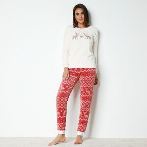 Blancheporte Fleecové pyžamo s výšivkou ražná/ružová 52
