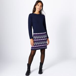 Blancheporte Jednofarebné pulóvrové šaty so žakárovým vzorom nám. modrá/purpurová 50