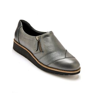 Blancheporte Kožené pohodlné topánky na klinovej podrážke, čierne sivá 37