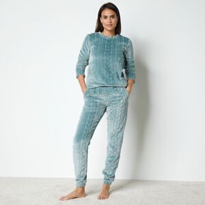 Blancheporte Fleecové pyžamo s optickým efektom modrosivá 34/36