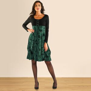 Blancheporte Šaty s potlačou a dlhými rukávmi čierna/zelená 42/44