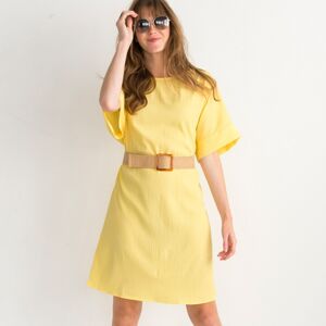 Blancheporte Rovné jednofarebné šaty so štruktúrou žltá 56