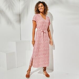 Blancheporte Rovné midi šaty s potlačou ružové drevo/biela 46