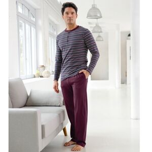 Blancheporte Pruhované pyžamo s nohavicami a tuniským výstrihom bordó 107/116 (XL)
