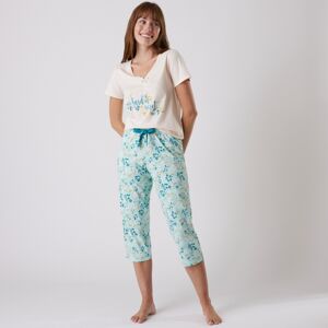 Blancheporte 3/4 pyžamové nohavice s potlačou kvetín bledomodrá 52