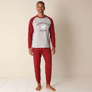 Blancheporte Dvojfarebné bavlnené pyžamo s nohavicami bordó 97/106 (L)
