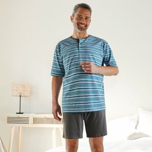 Blancheporte Pruhované pyžamo so šortkami antracitová/tyrkysová 107/116 (XL)