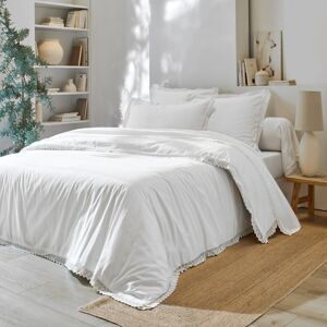 Blancheporte Jednofarebná posteľná bielizeň z čipky a bavlny biela obliečka na prikrývku240x220cm