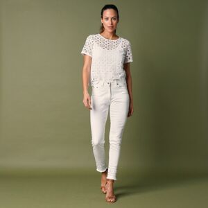 Blancheporte 7/8 džínsy s macramé a výšivkou biela 36